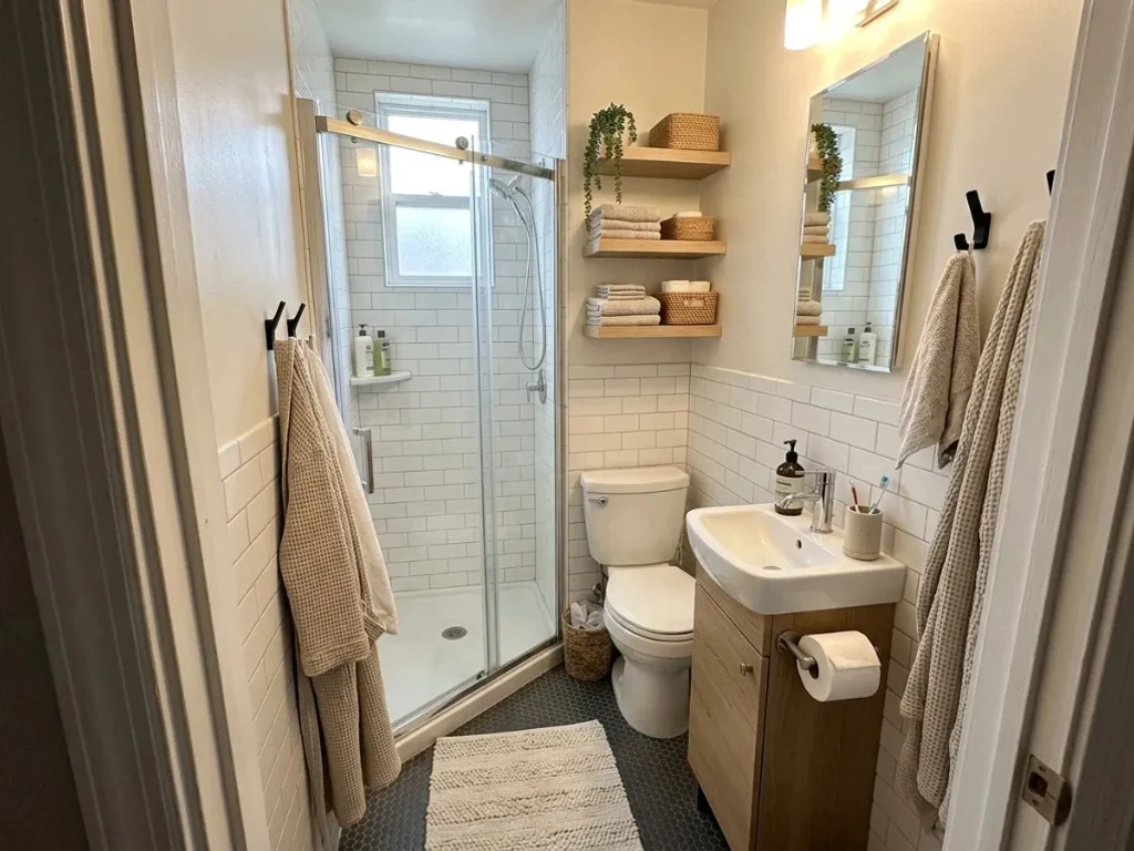 Shower and vanity placement
